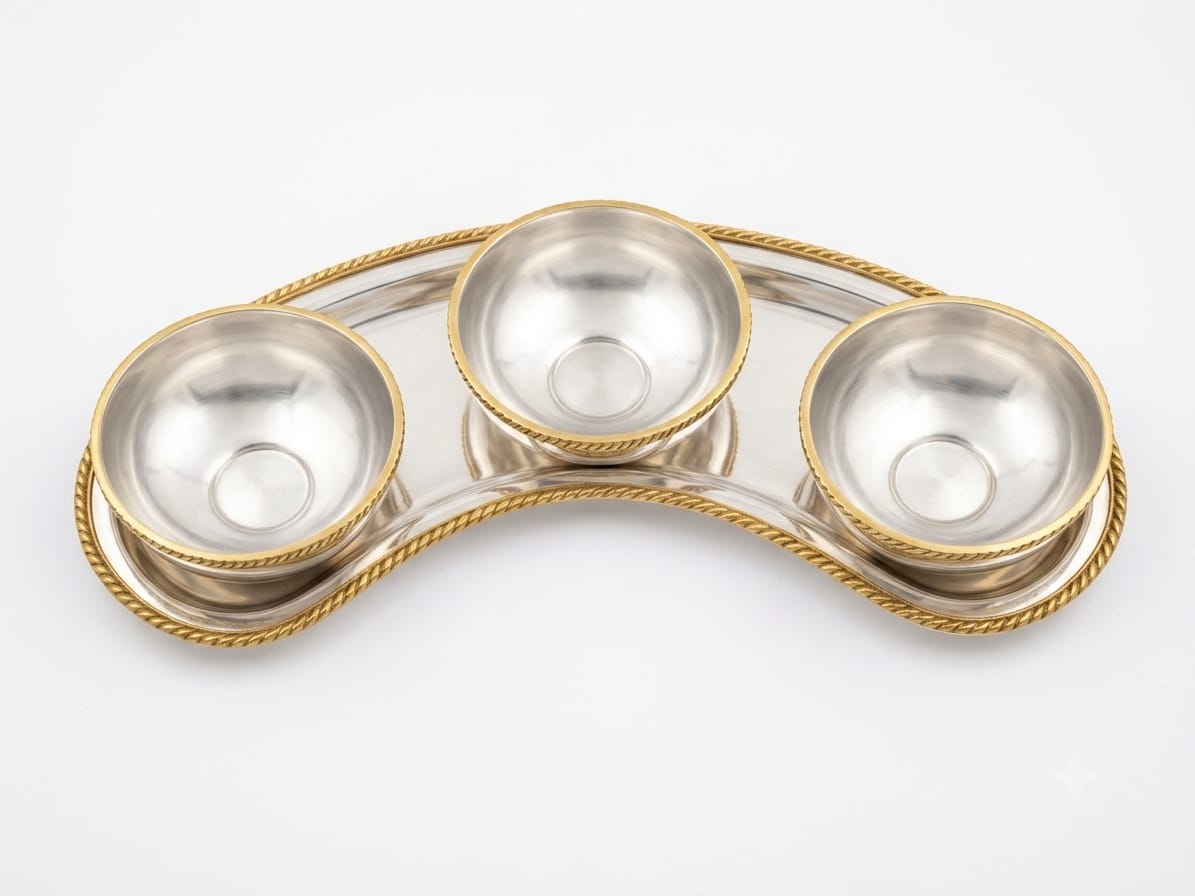 Premium Tray with 3 Bowl Set Moradabad ashmor crafts handicrafts